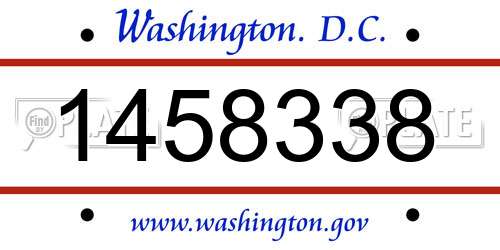 1458338 District Of Columbia License Plate