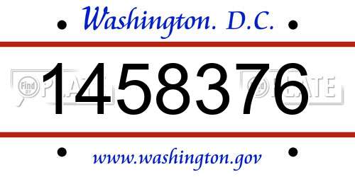 1458376 District Of Columbia License Plate