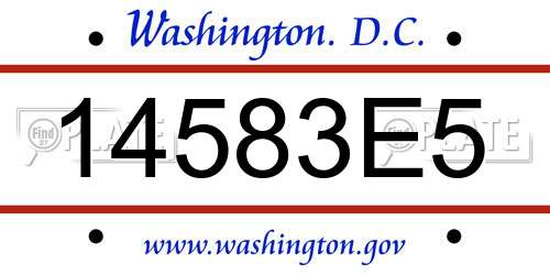 14583E5 District Of Columbia License Plate