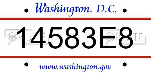 14583E8 District Of Columbia License Plate