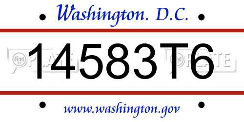 14583T6 District Of Columbia License Plate