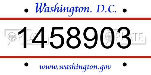 1458903 District Of Columbia License Plate