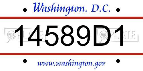 14589D1 District Of Columbia License Plate