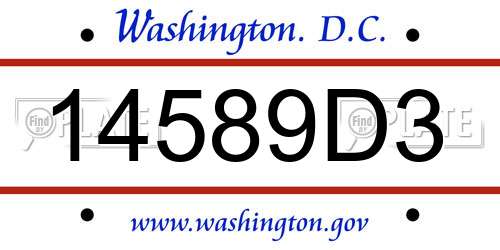 14589D3 District Of Columbia License Plate