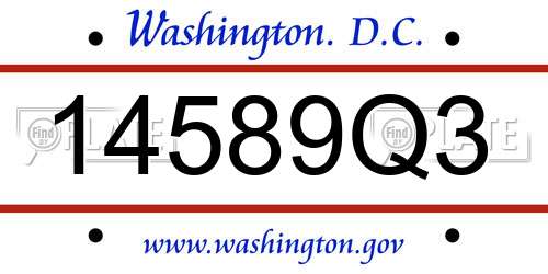 14589Q3 District Of Columbia License Plate