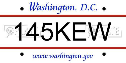 145KEW District Of Columbia License Plate
