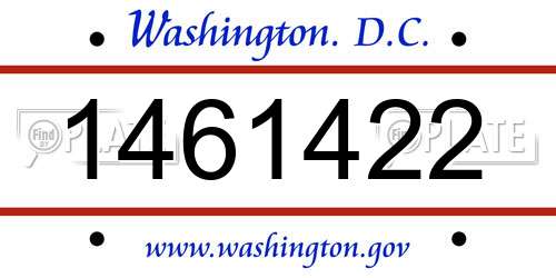 1461422 District Of Columbia License Plate