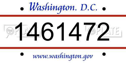 1461472 District Of Columbia License Plate