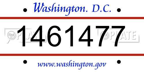 1461477 District Of Columbia License Plate