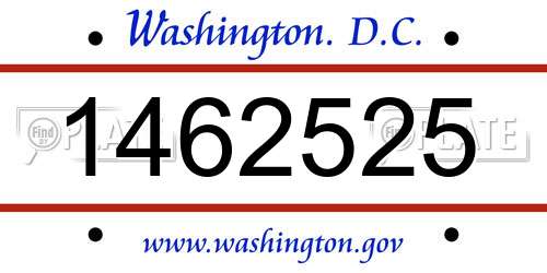 1462525 District Of Columbia License Plate