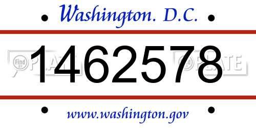 1462578 District Of Columbia License Plate