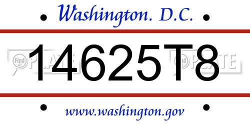 14625T8 District Of Columbia License Plate