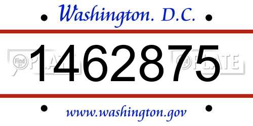 1462875 District Of Columbia License Plate