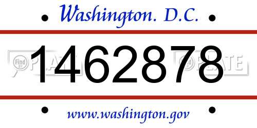 1462878 District Of Columbia License Plate