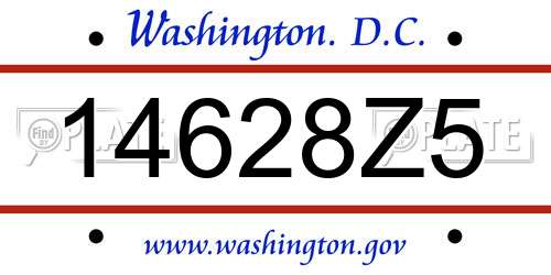 14628Z5 District Of Columbia License Plate