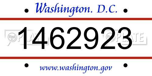 1462923 District Of Columbia License Plate