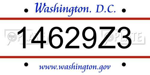 14629Z3 District Of Columbia License Plate