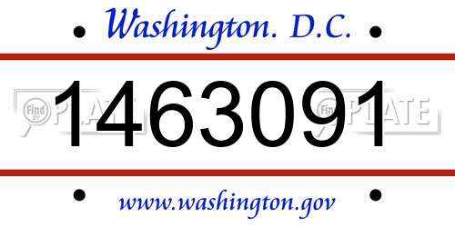 1463091 District Of Columbia License Plate