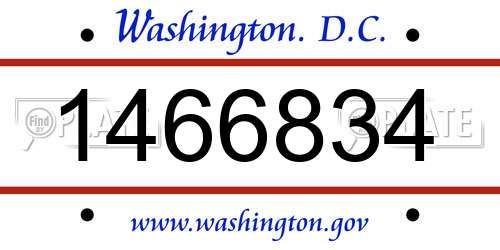 1466834 District Of Columbia License Plate