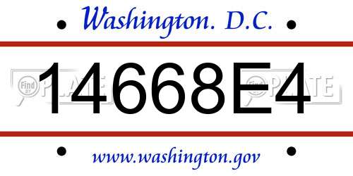 14668E4 District Of Columbia License Plate