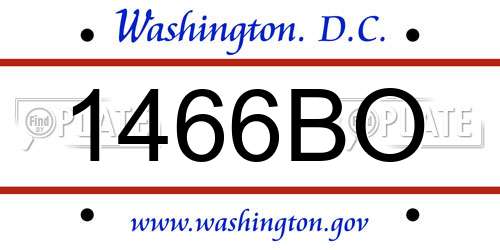 1466BO District Of Columbia License Plate