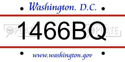1466BQ District Of Columbia License Plate