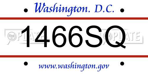 1466SQ District Of Columbia License Plate