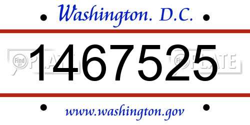 1467525 District Of Columbia License Plate