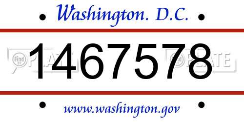 1467578 District Of Columbia License Plate