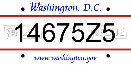 14675Z5 District Of Columbia License Plate