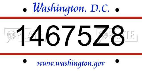 14675Z8 District Of Columbia License Plate