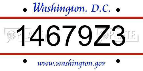 14679Z3 District Of Columbia License Plate