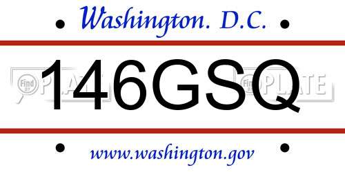 146GSQ District Of Columbia License Plate