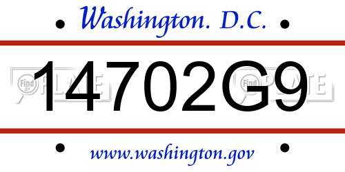 14702G9 District Of Columbia License Plate