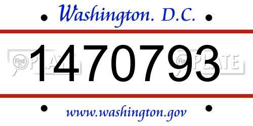 1470793 District Of Columbia License Plate