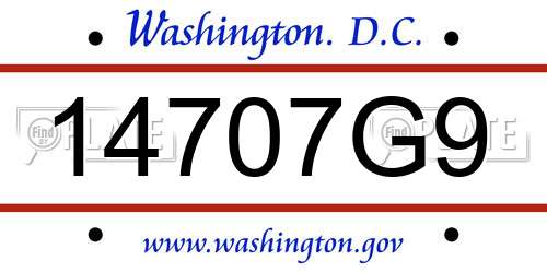 14707G9 District Of Columbia License Plate