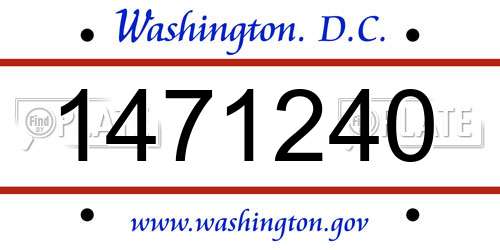 1471240 District Of Columbia License Plate