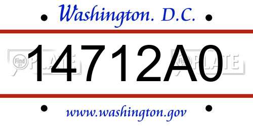 14712A0 District Of Columbia License Plate