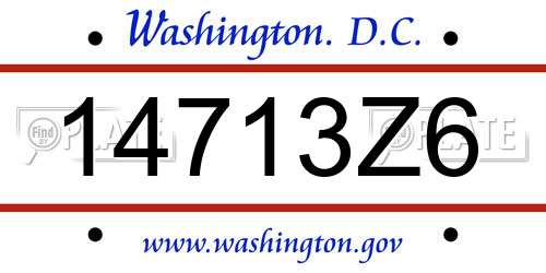 14713Z6 District Of Columbia License Plate