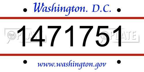 1471751 District Of Columbia License Plate