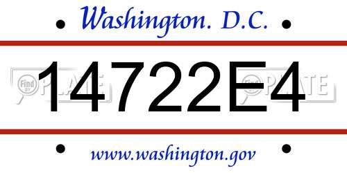 14722E4 District Of Columbia License Plate