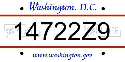 14722Z9 District Of Columbia License Plate