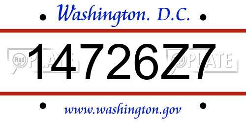 14726Z7 District Of Columbia License Plate