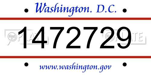 1472729 District Of Columbia License Plate