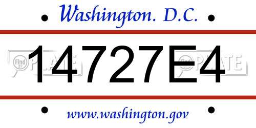 14727E4 District Of Columbia License Plate