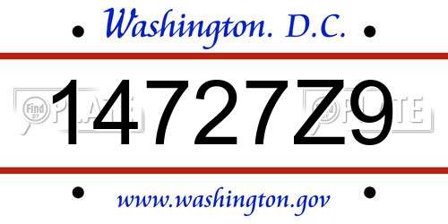 14727Z9 District Of Columbia License Plate