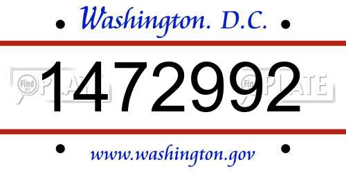 1472992 District Of Columbia License Plate