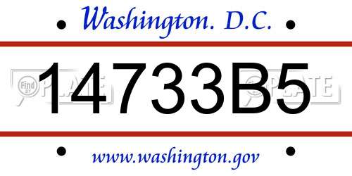 14733B5 District Of Columbia License Plate