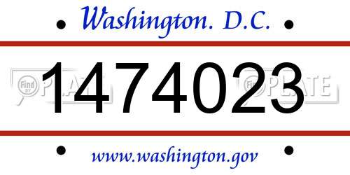 1474023 District Of Columbia License Plate