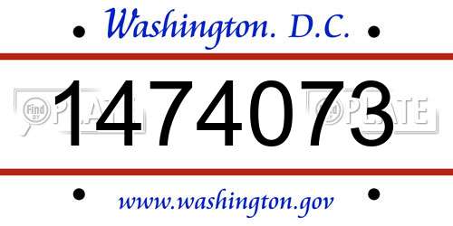 1474073 District Of Columbia License Plate
